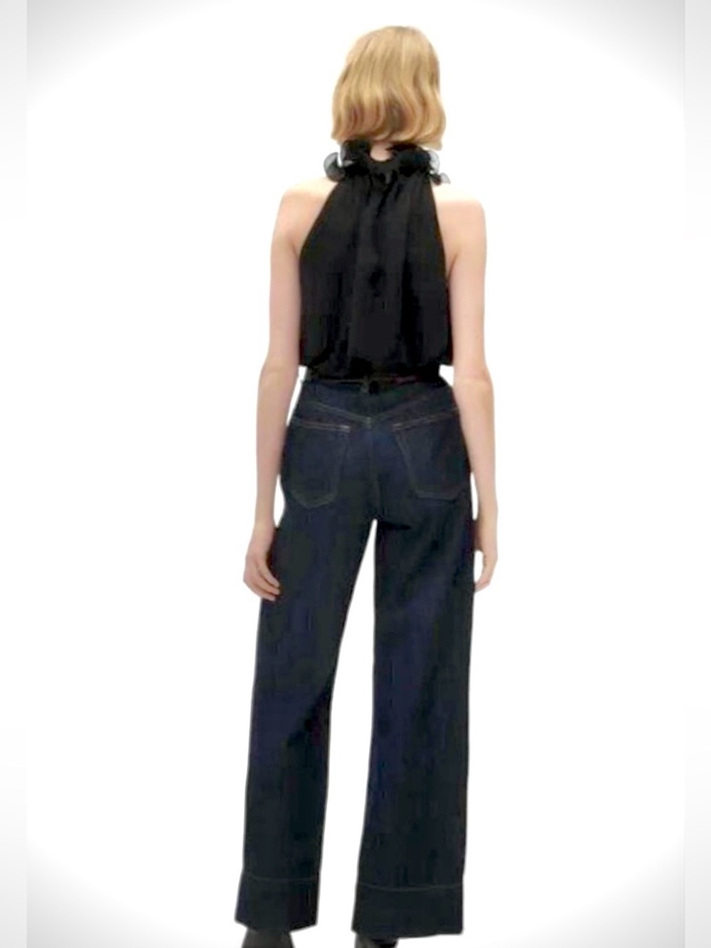 Semi Sheer Ruffled Halter Top - Picture 2 of 4